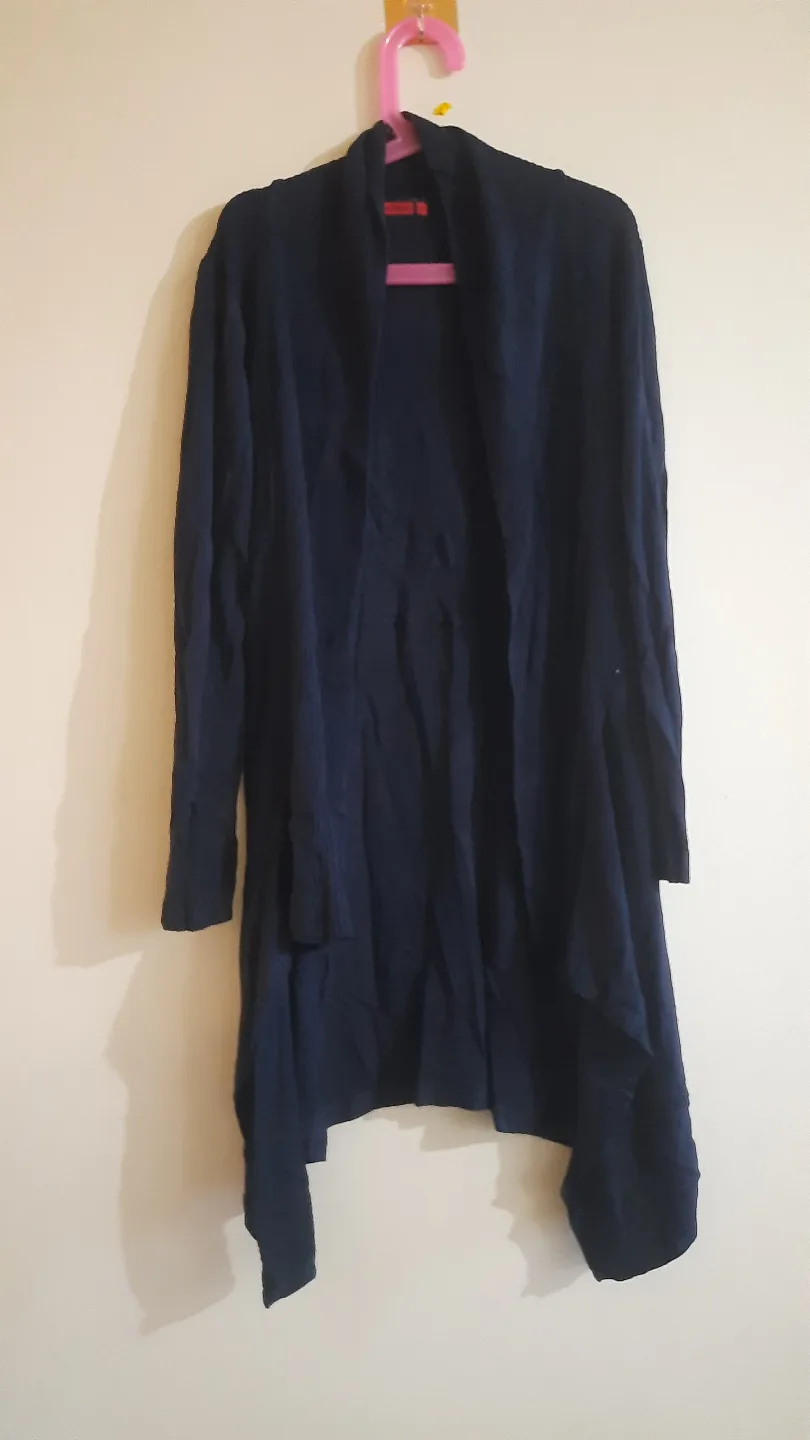 Women's Navy Blue Asymmetrical Cardigan thumbnail
