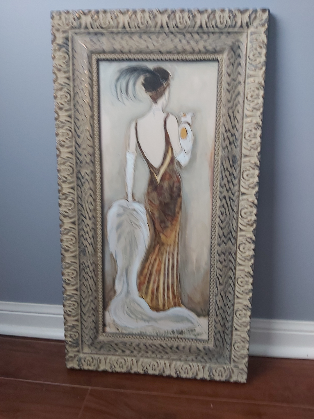 Elegant Framed Artwork of a Woman in a Gown