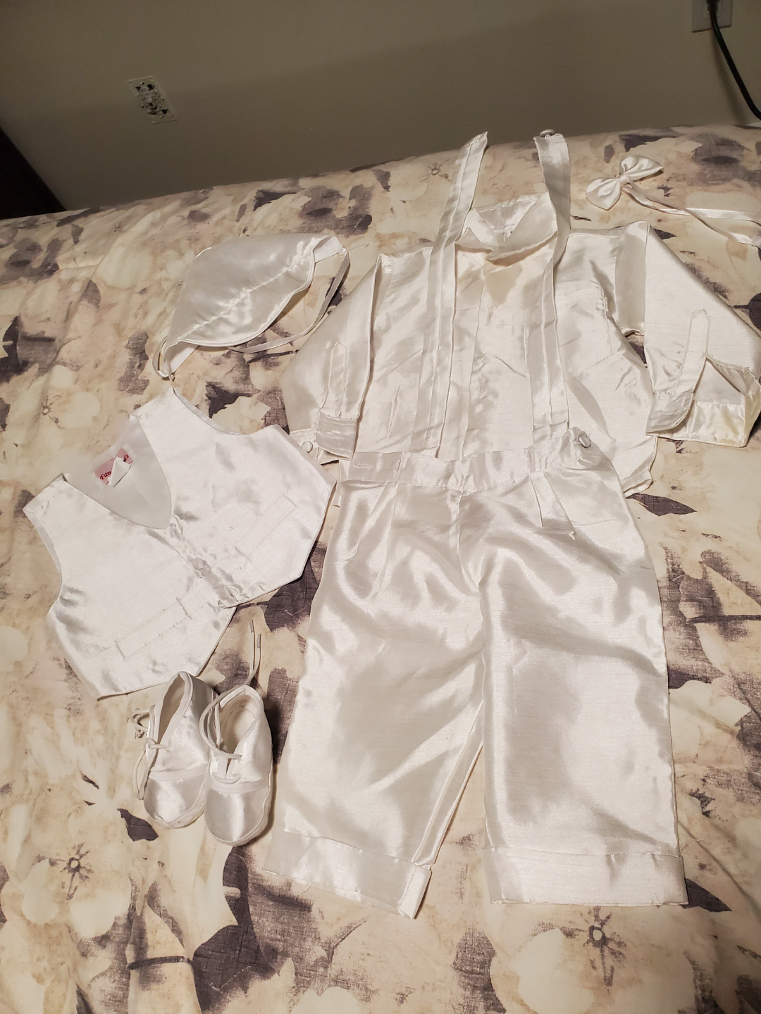 Baby Boy's White Satin Christening Outfit