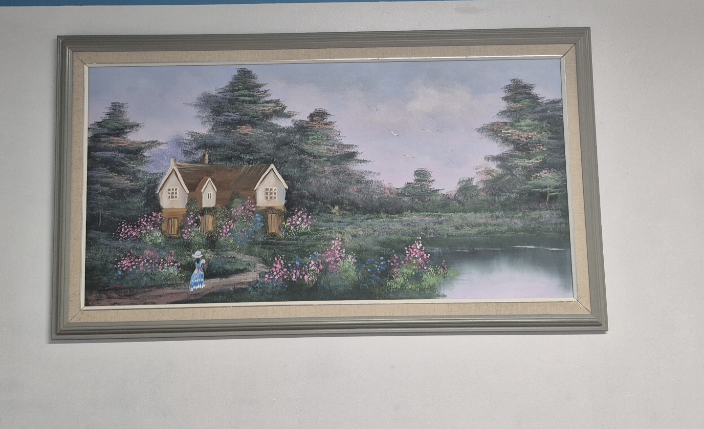 Framed Cottage Landscape Painting