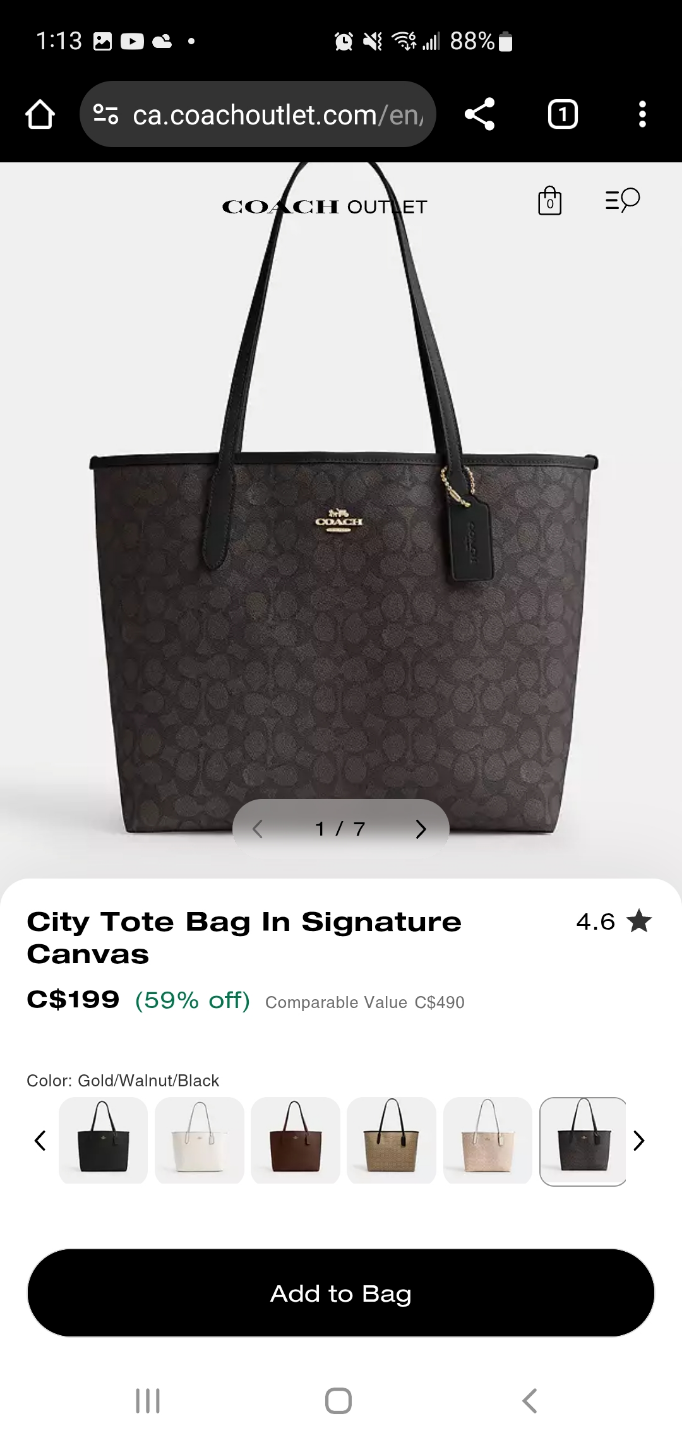 Coach City Tote Bag in Signature Canvas