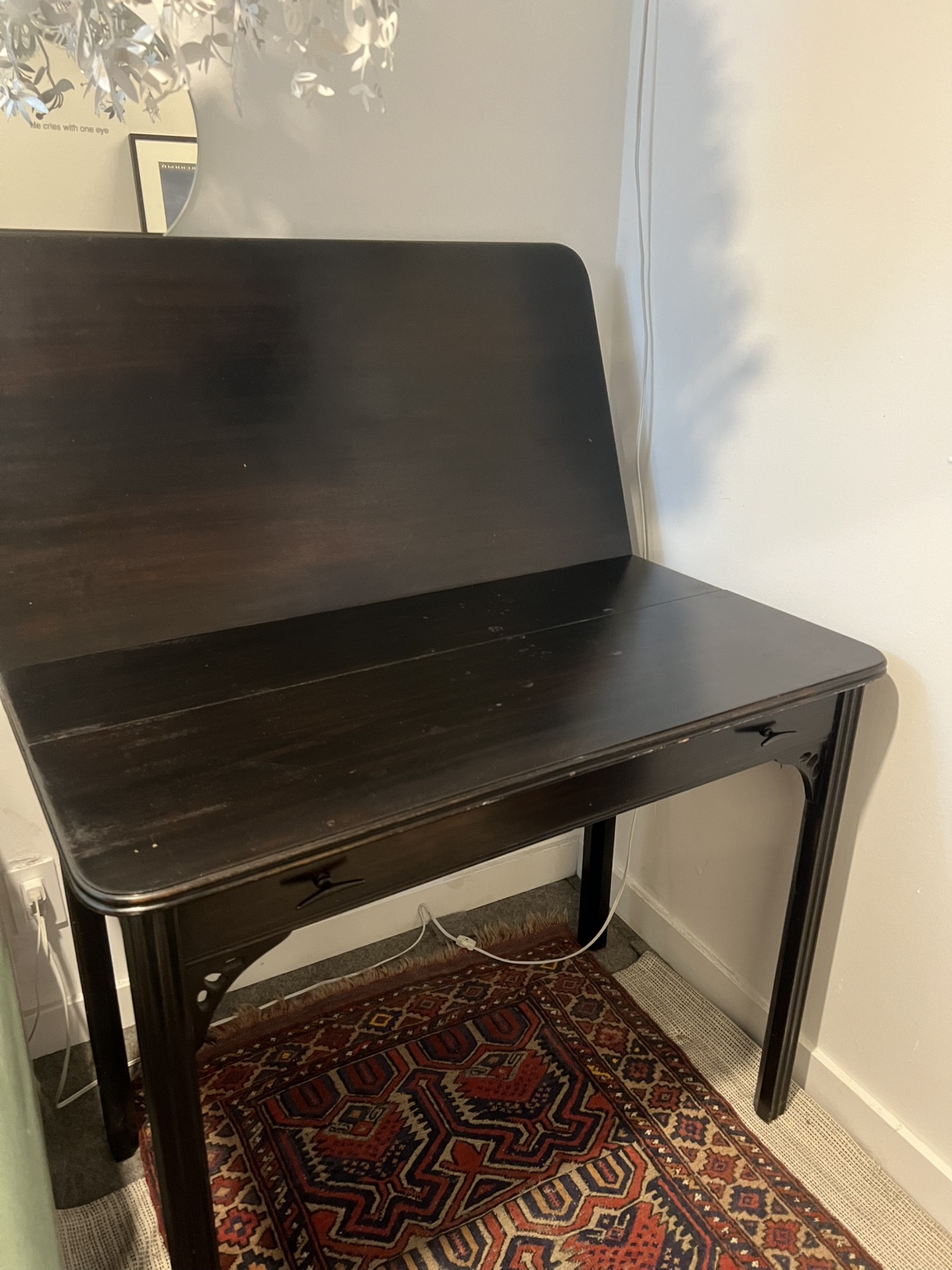 Vintage 1930s Dark Wood Folding Dining Table - photo 2