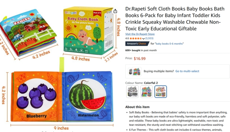 Baby Cloth Book Set - 6 Pack  for Infants and Toddlers - photo 5