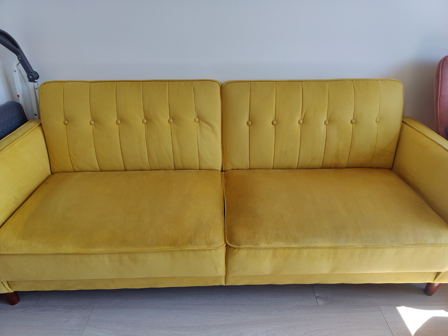 Mustard Yellow Velvet Convertible Sofa 81.5” - Stylish & Comfy