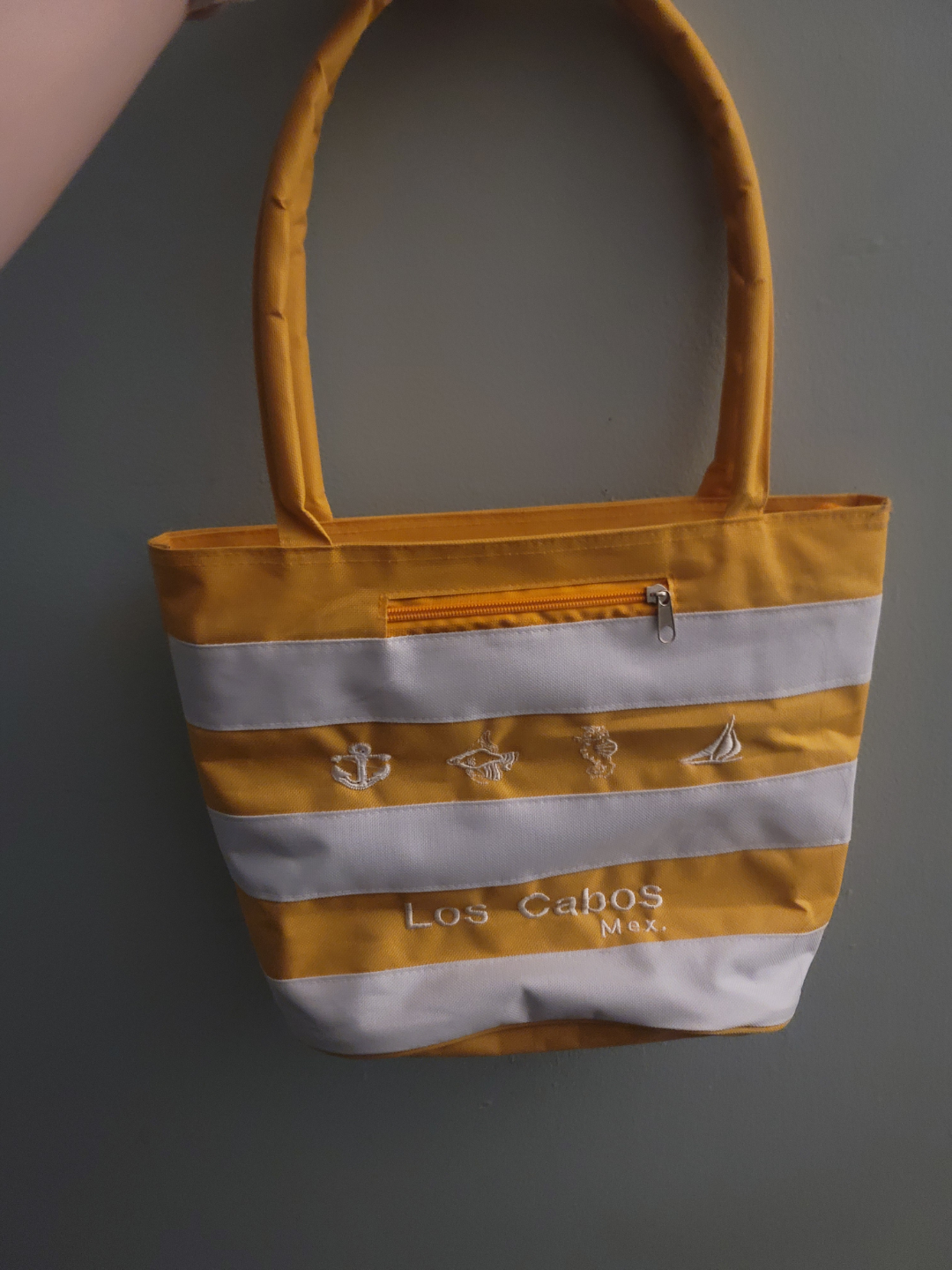Yellow and White Striped Los Cabos Tote Bag