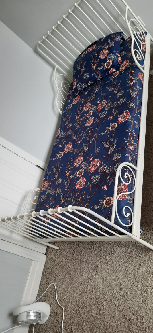 IKEA white Metal Twin Bed Frame and a mattress set - photo 2