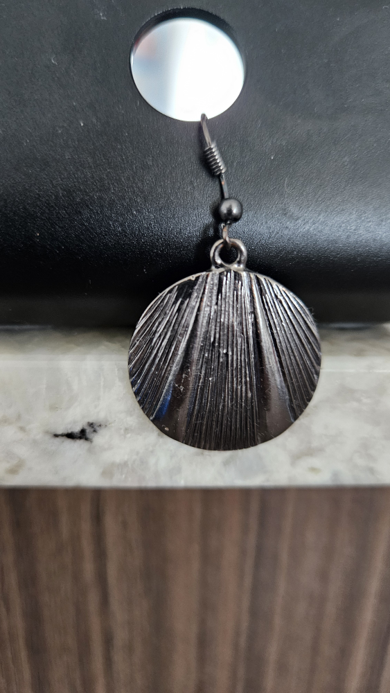 Gunmetal Grey Scallop Earrings