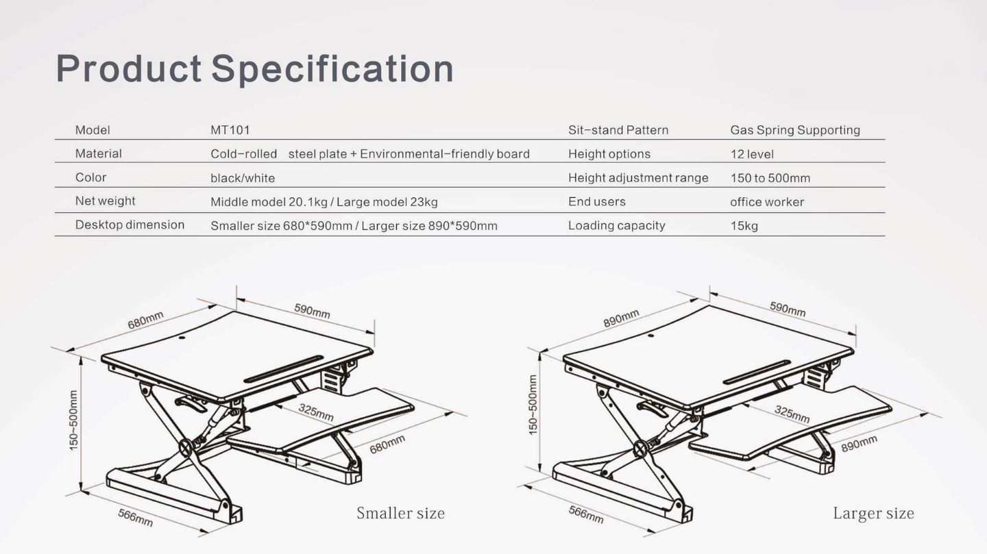 Adjustable Standing Desk Converter - MT101 Model - photo 3