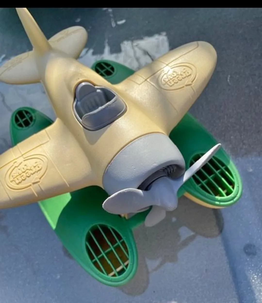 Green and Yellow Vintage Toy Airplane image indicator(3)