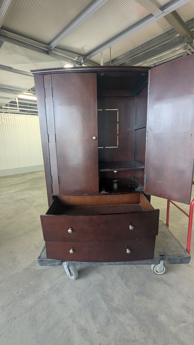 Dark brown wooden entertainment centre