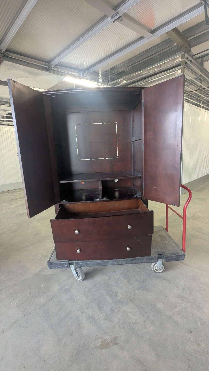 Dark brown wooden entertainment centre - photo 2