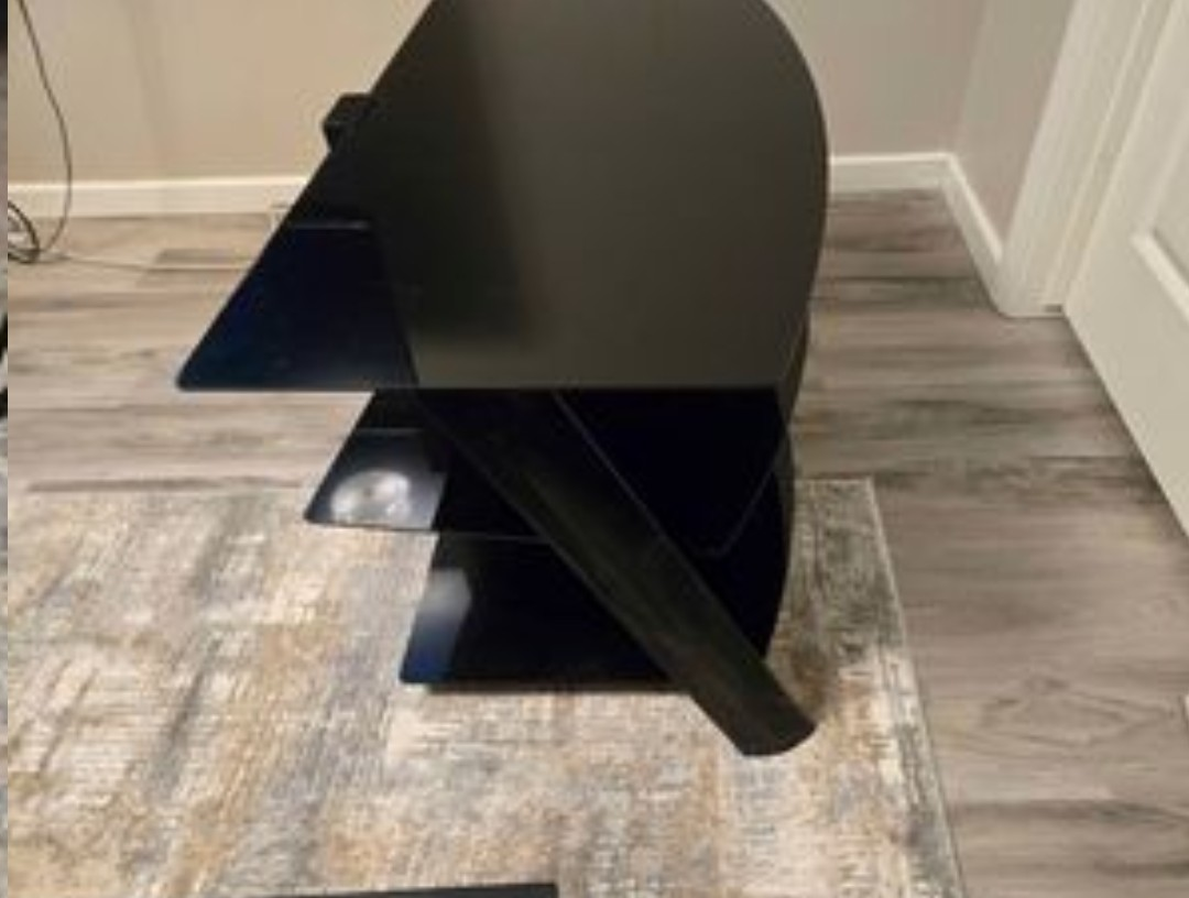 Black Tempered Glass TV Stand - photo 3