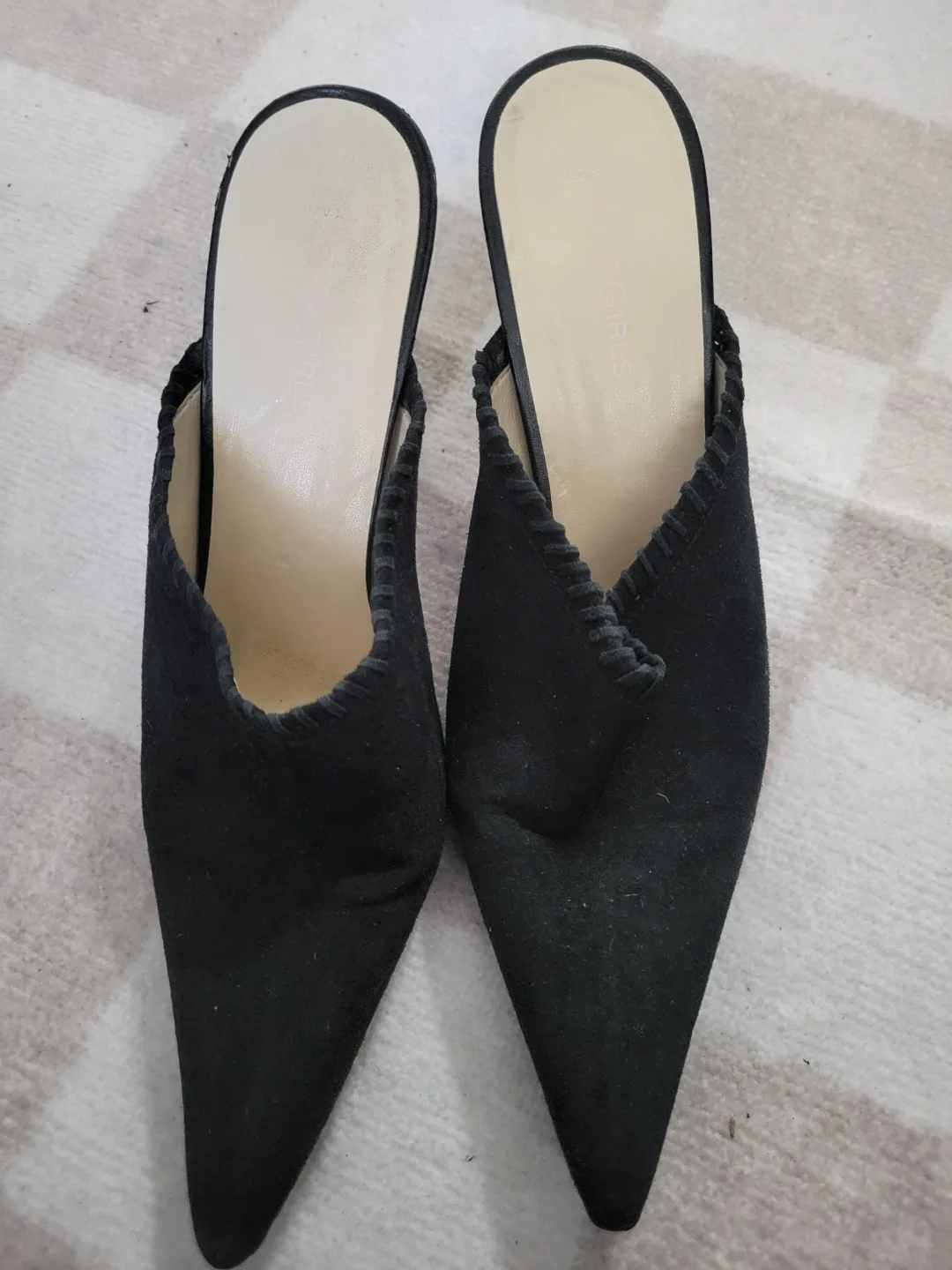 BCBG Max Azria Black Suede Pointed-Toe Mules thumbnail