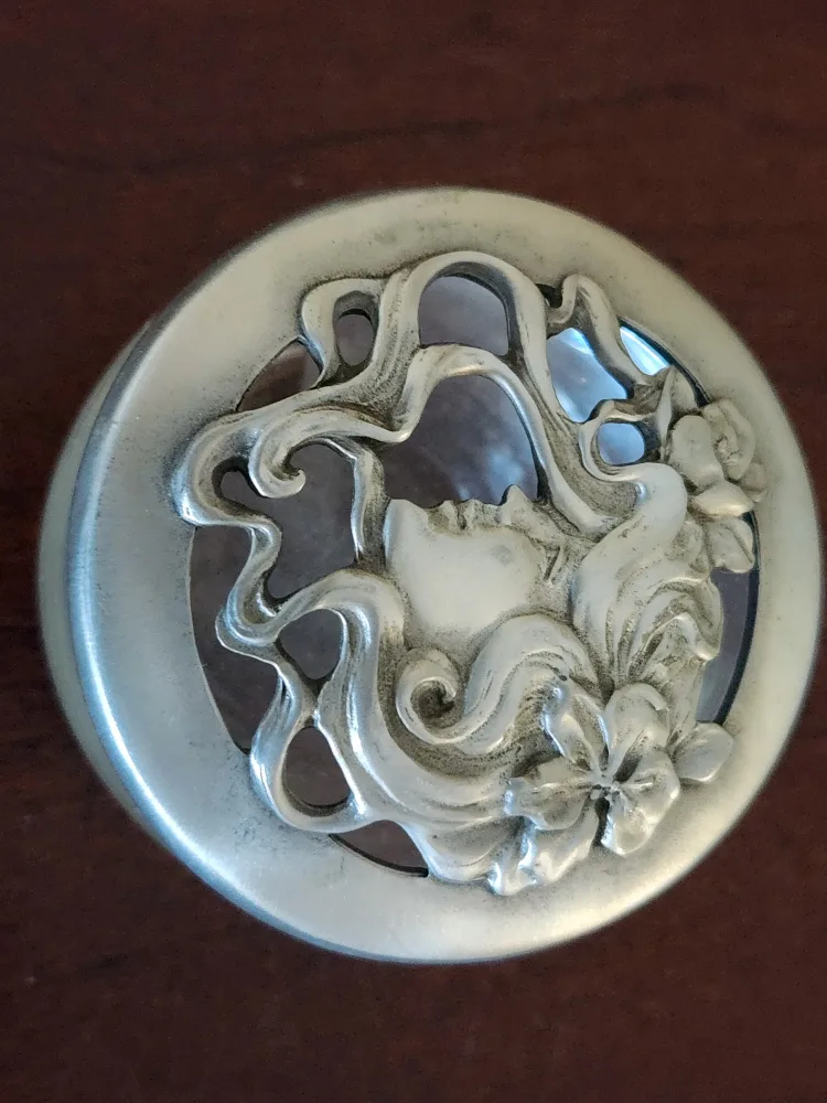 Seagull Pewter Co. Vintage Glass Trinket Jar with Lid image indicator(2)