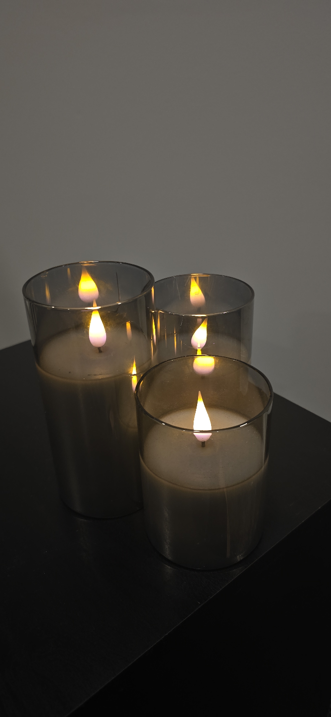 Set of 3 LED Flickering Flame Candles with Remote