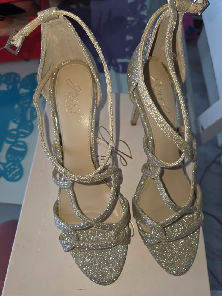 Gold Glitter Jewel Badgley Mischka Heels image indicator(3)