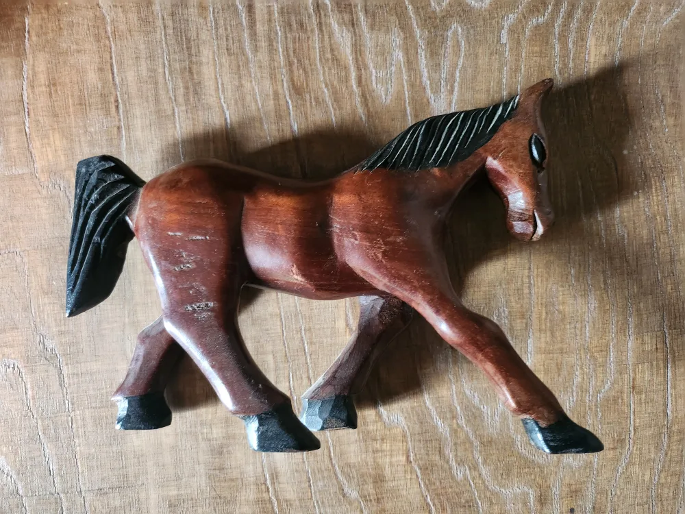 Hand-carved Wooden Horse Figurine thumbnail