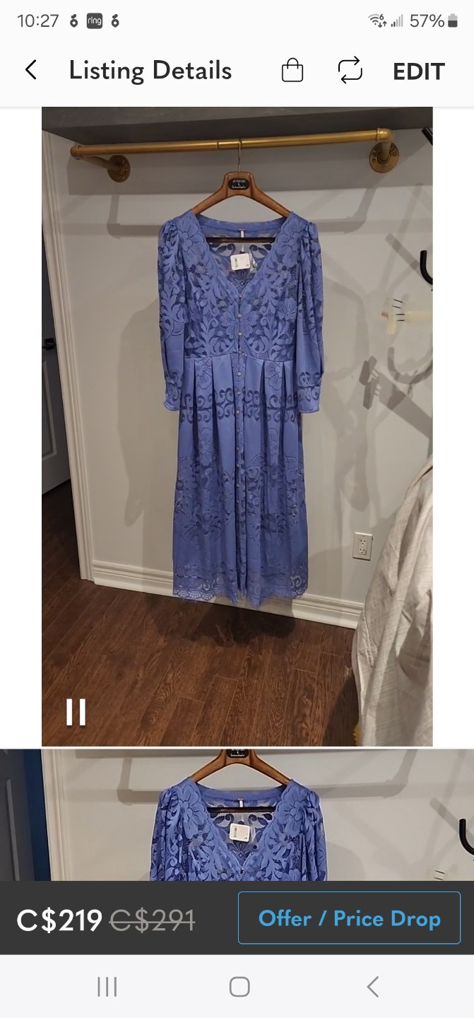 Free People Shadow Dance Midi Dress - Size Large - photo 2
