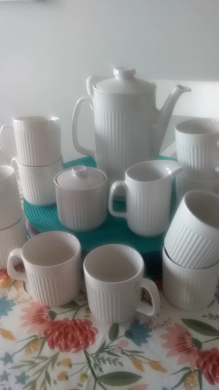 Vintage White Coffee Set Johnson brothers Athena Ironstone - photo 5