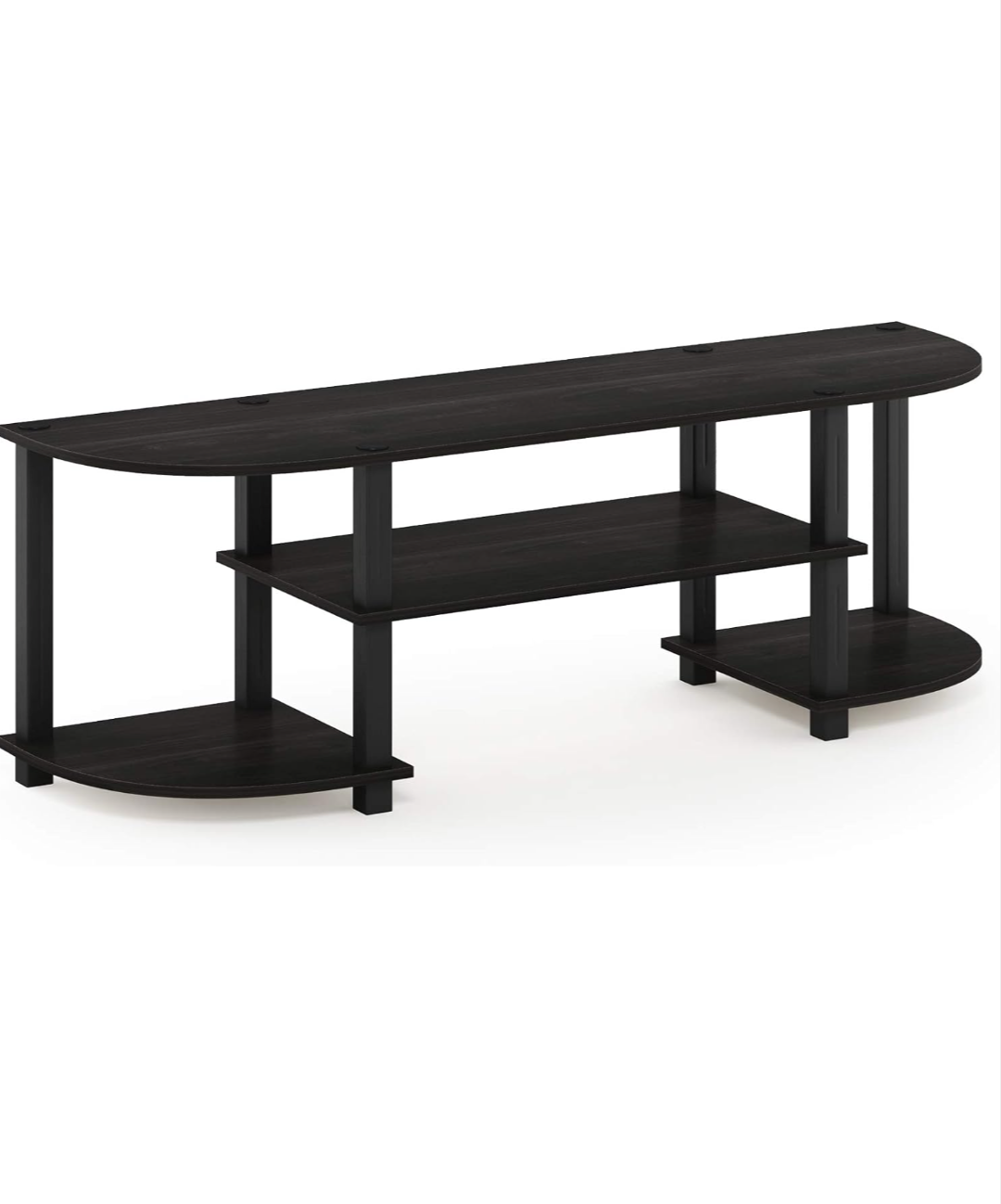 Black Corner TV Stand with Two Shelves - photo 2