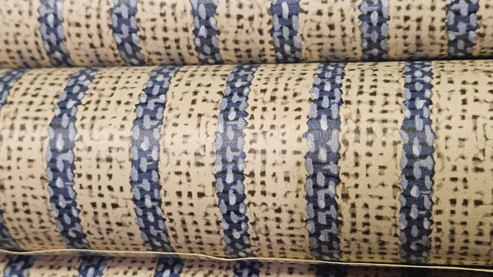 Blue and Beige Striped Wallpaper Rolls image indicator(4)