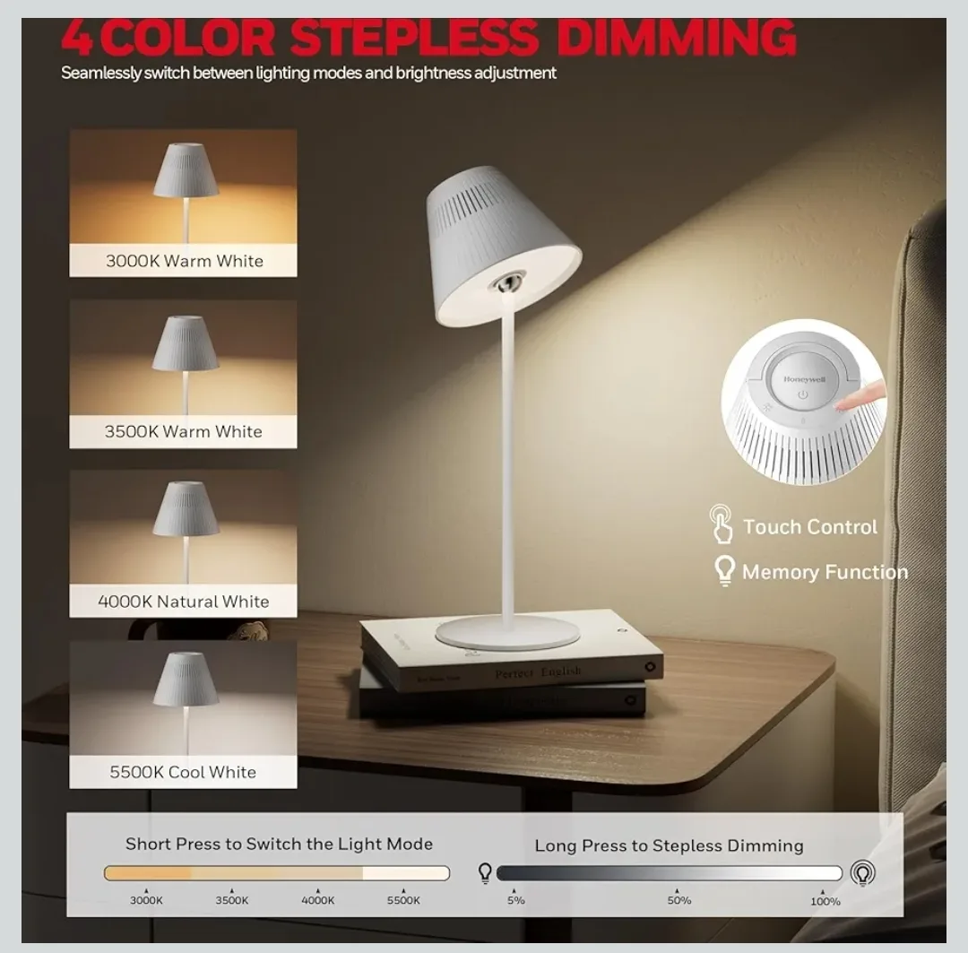 Honeywell cordless table lamp with RGB and colour temperature ad image indicator(4)
