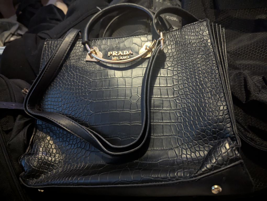 Prada Black Crocodile-Embossed Handbag