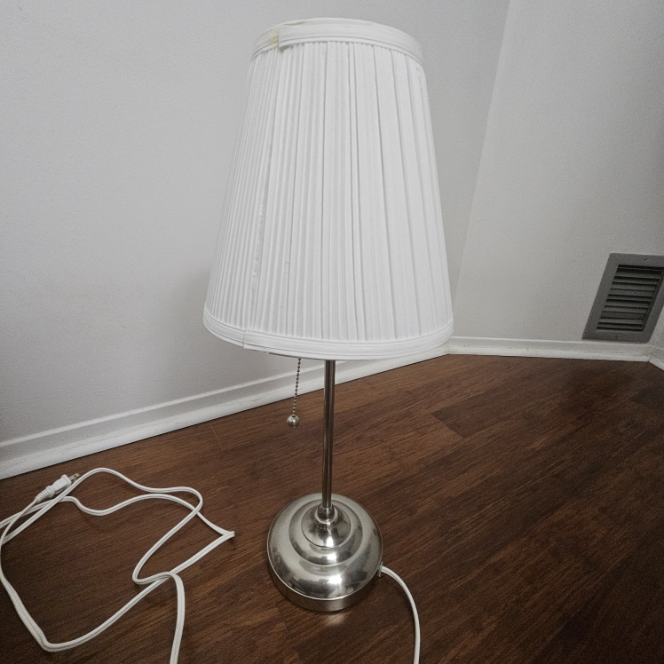 White Pleated Lamp with Silver Base 🥕💚