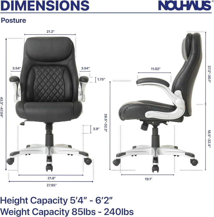 Nouhaus Posture Ergonomic Office Chair - Black Leather