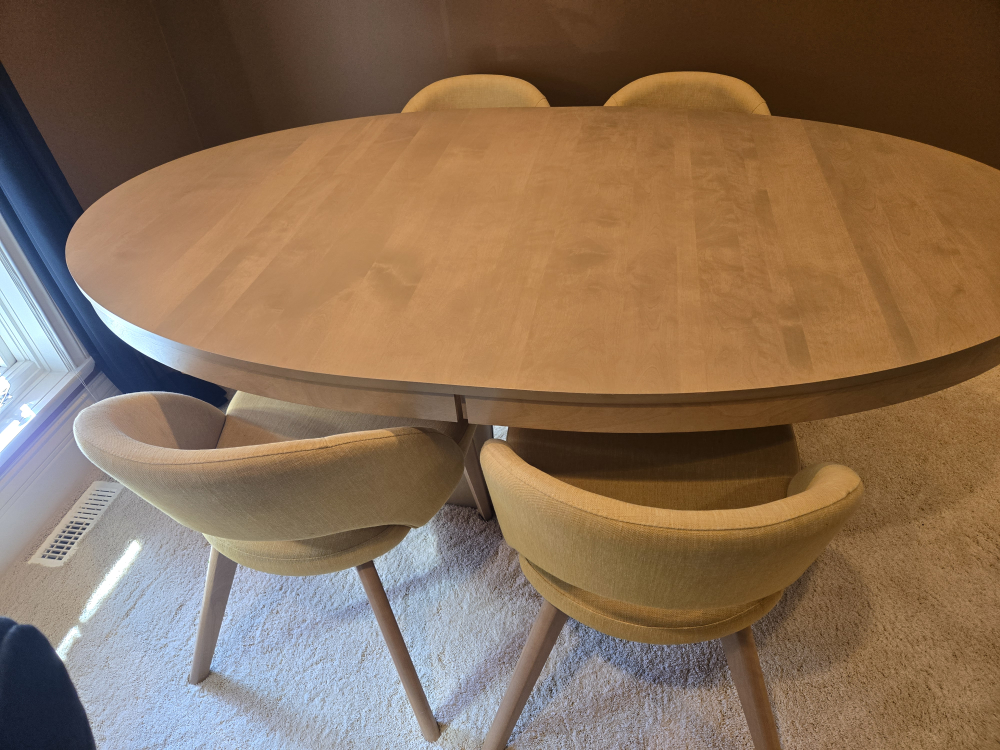 Oval Dining Table and Four Mustard Yellow Chairs - photo 2
