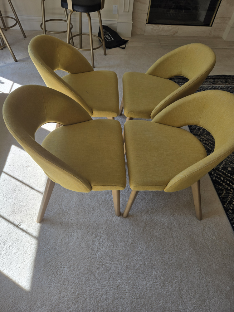Oval Dining Table and Four Mustard Yellow Chairs - photo 3