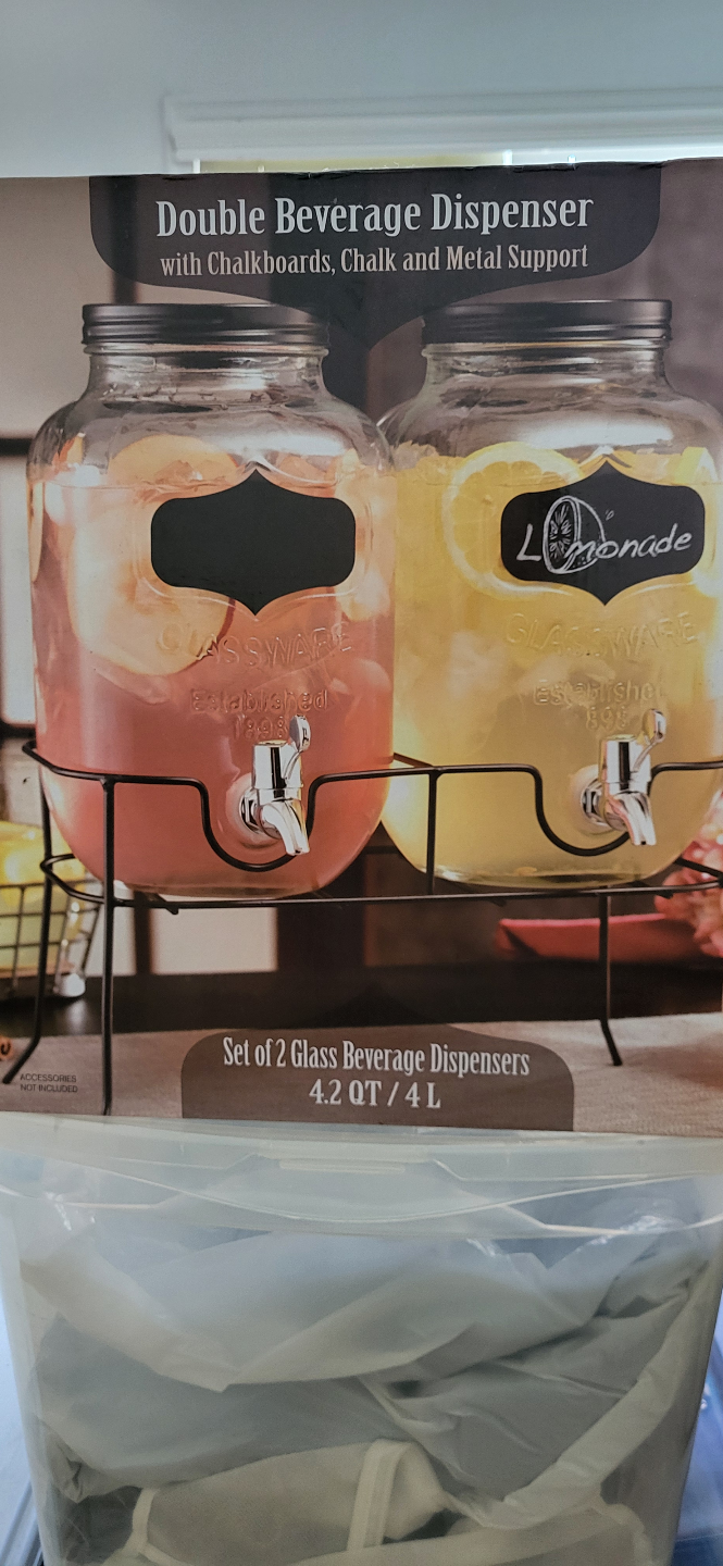 Double Glass Beverage Dispenser with Metal Stand