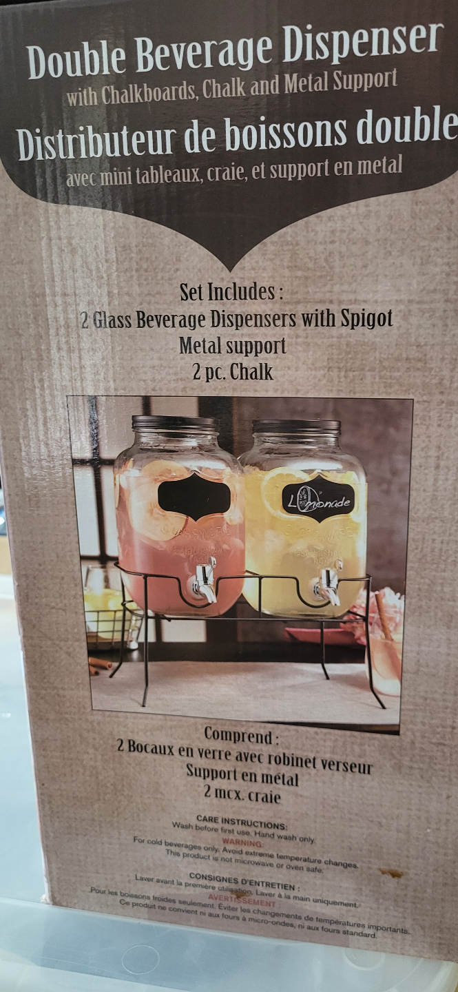 Double Glass Beverage Dispenser with Metal Stand - photo 2