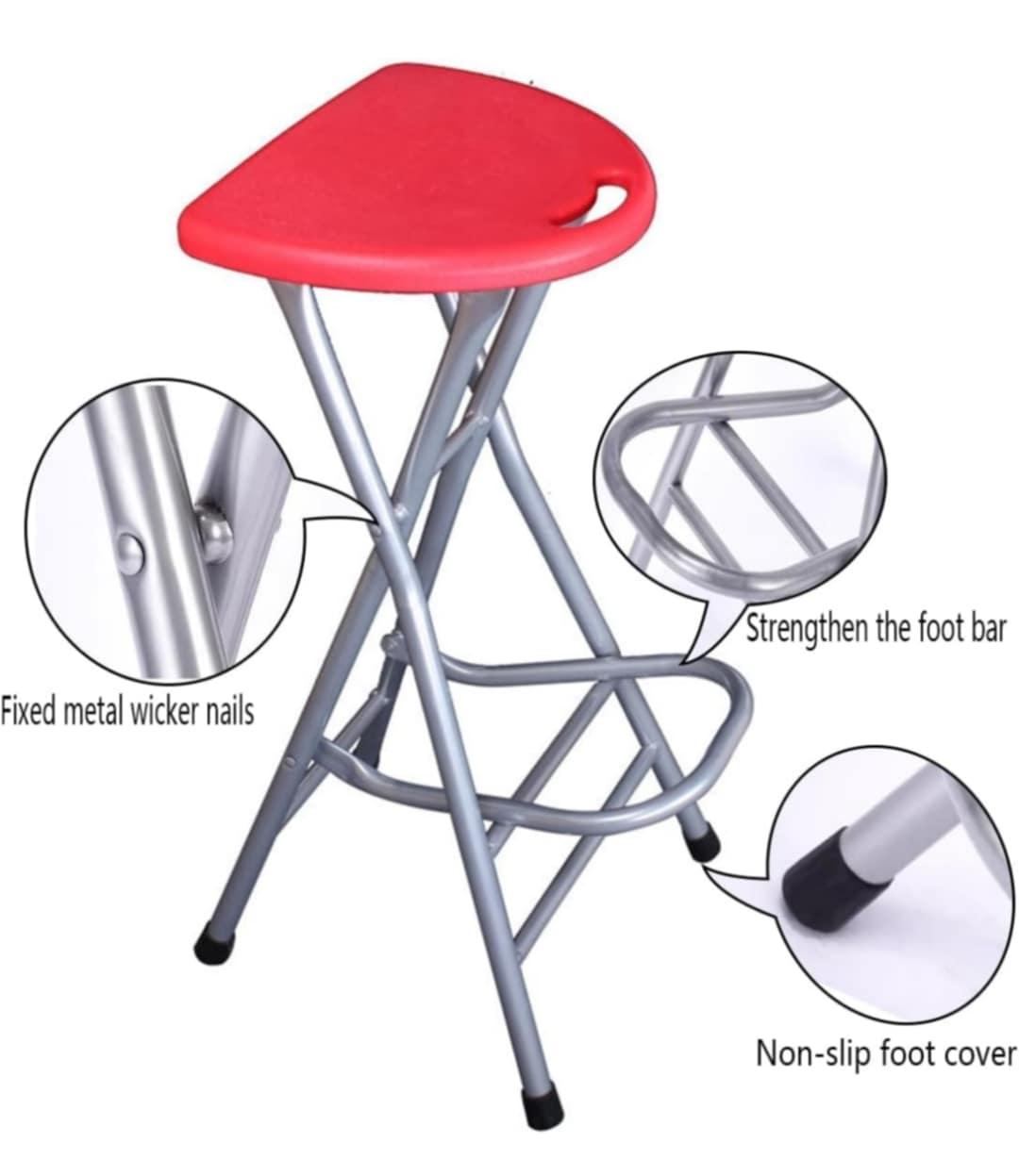Portable Folding Bar Stool - Red 💚 - photo 3