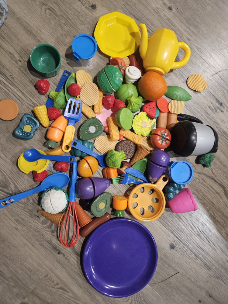 Large Lot of Play Food and Kitchen Utensils