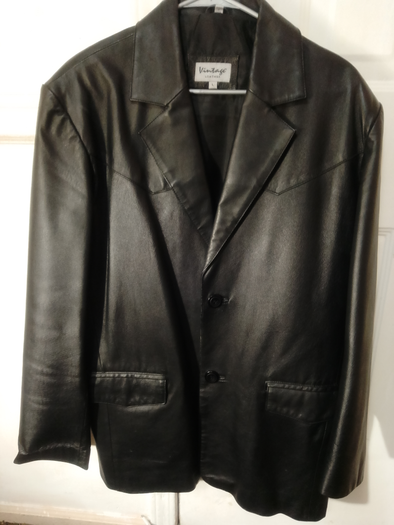 Vintage Leather Men's Blazer Jacket - Size L