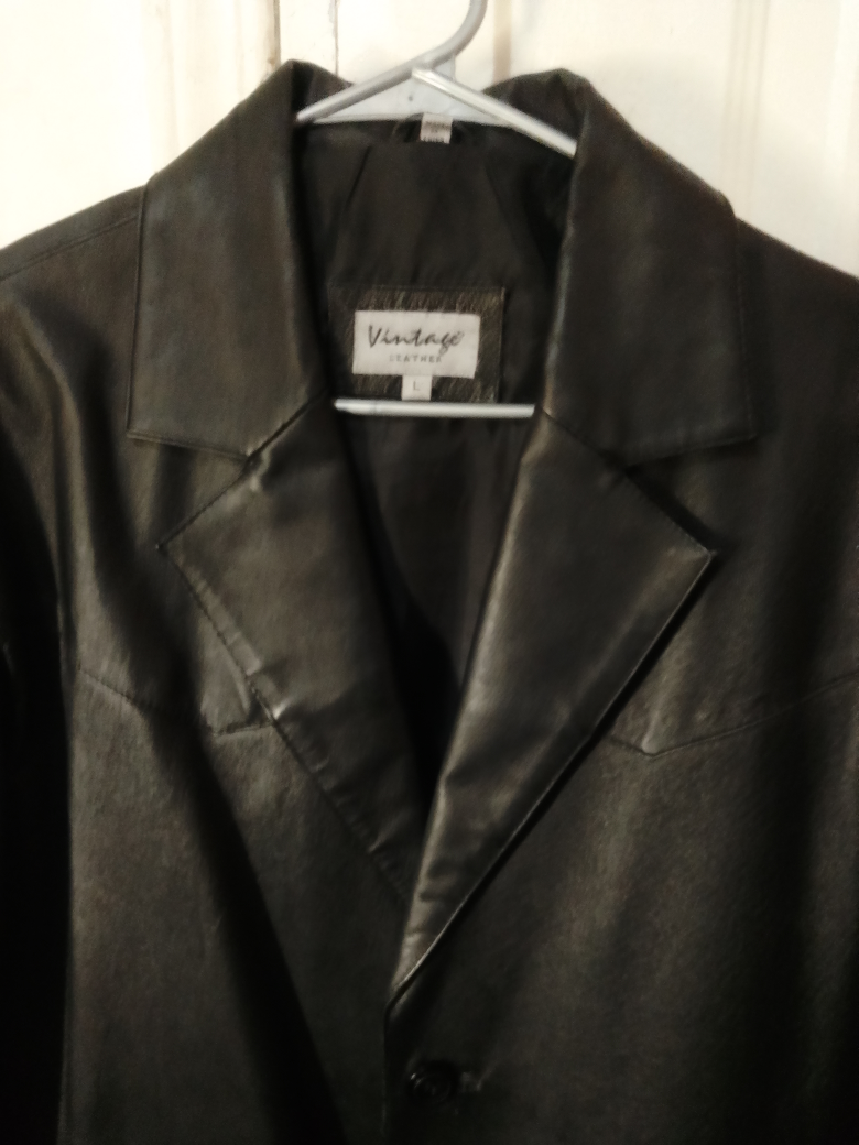 Vintage Leather Men's Blazer Jacket - Size L - photo 4
