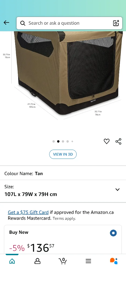 AmazonBasics Tan Soft-Sided Pet Crate - Large image indicator(5)