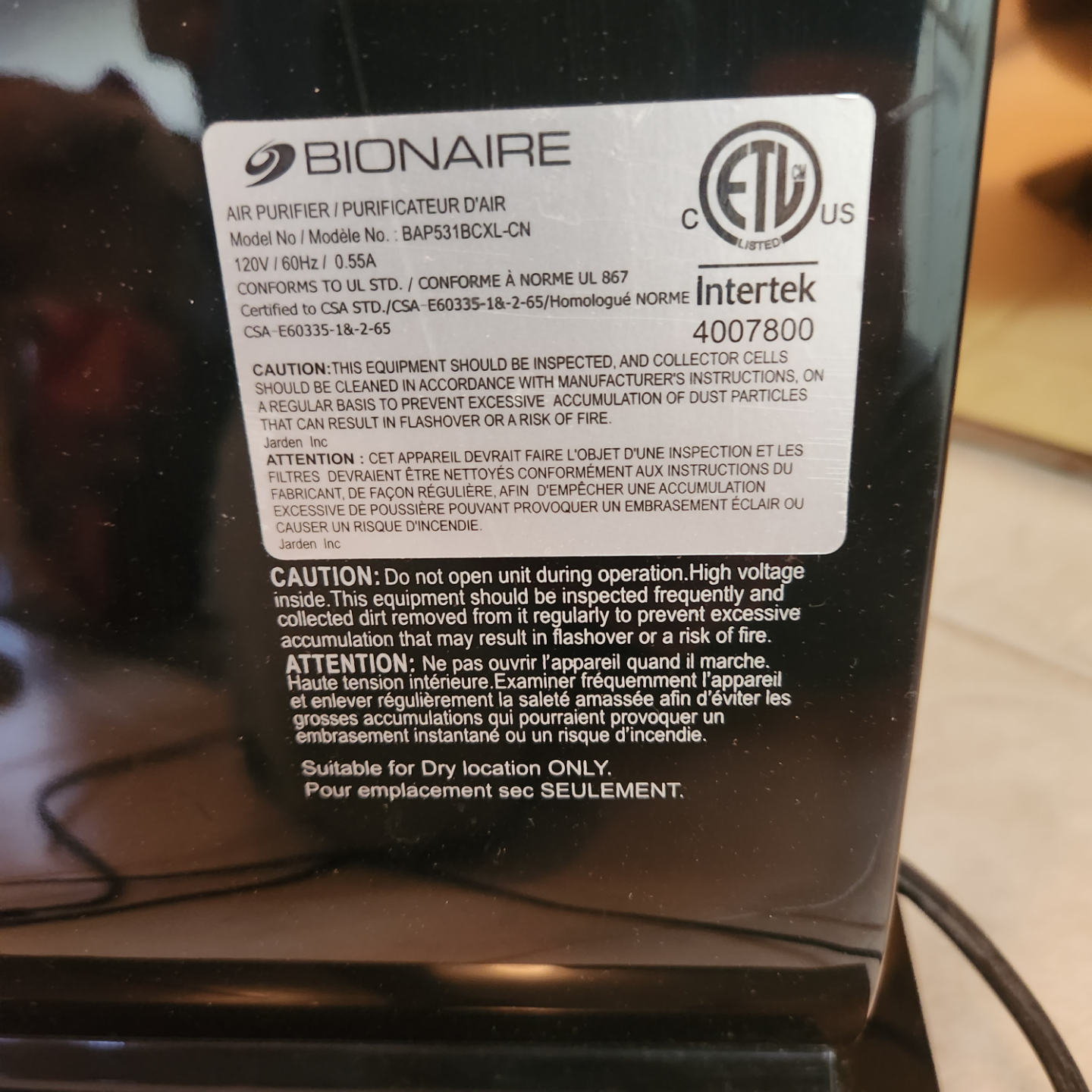 Bionaire Air Purifier fan - photo 4