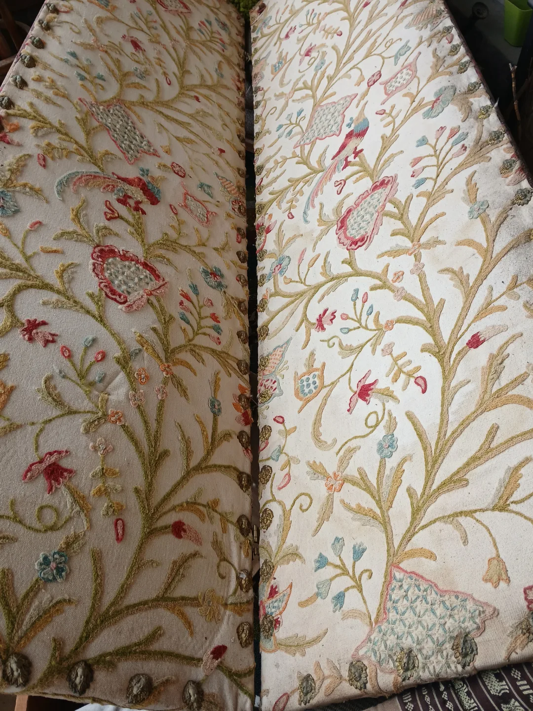 Antique Crewel embroidered screens/ room dividers image indicator(2)