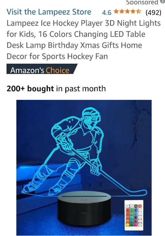 Hockey Player LED Night Light image indicator(9)