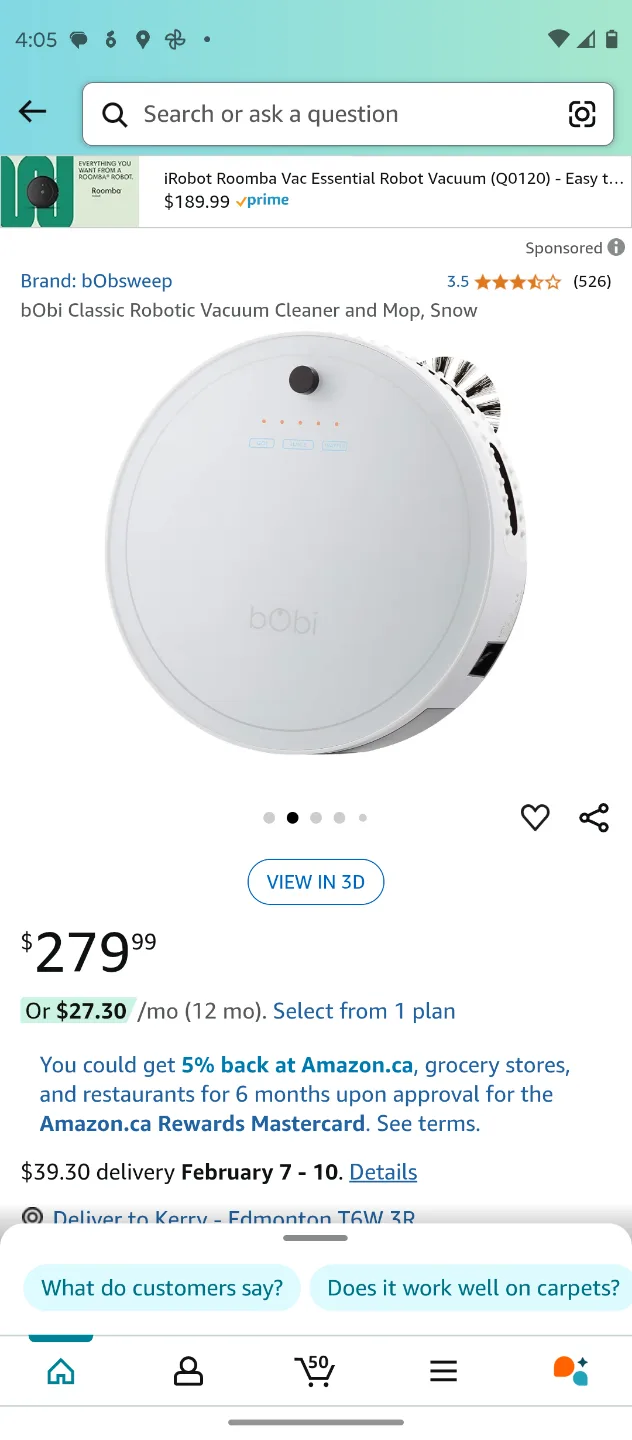 Bobi Classic Robotic Vacuum Cleaner and Mop thumbnail