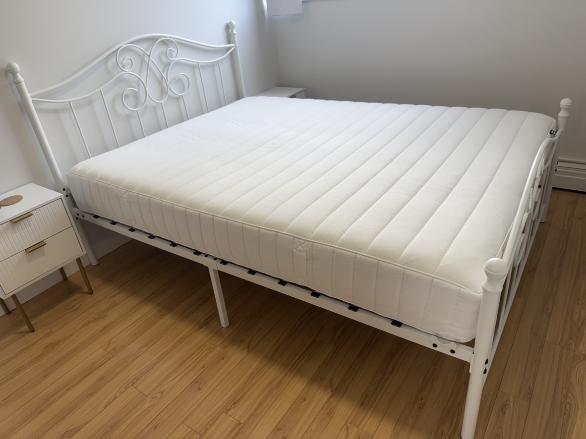 Queen size bed frame with the mattress