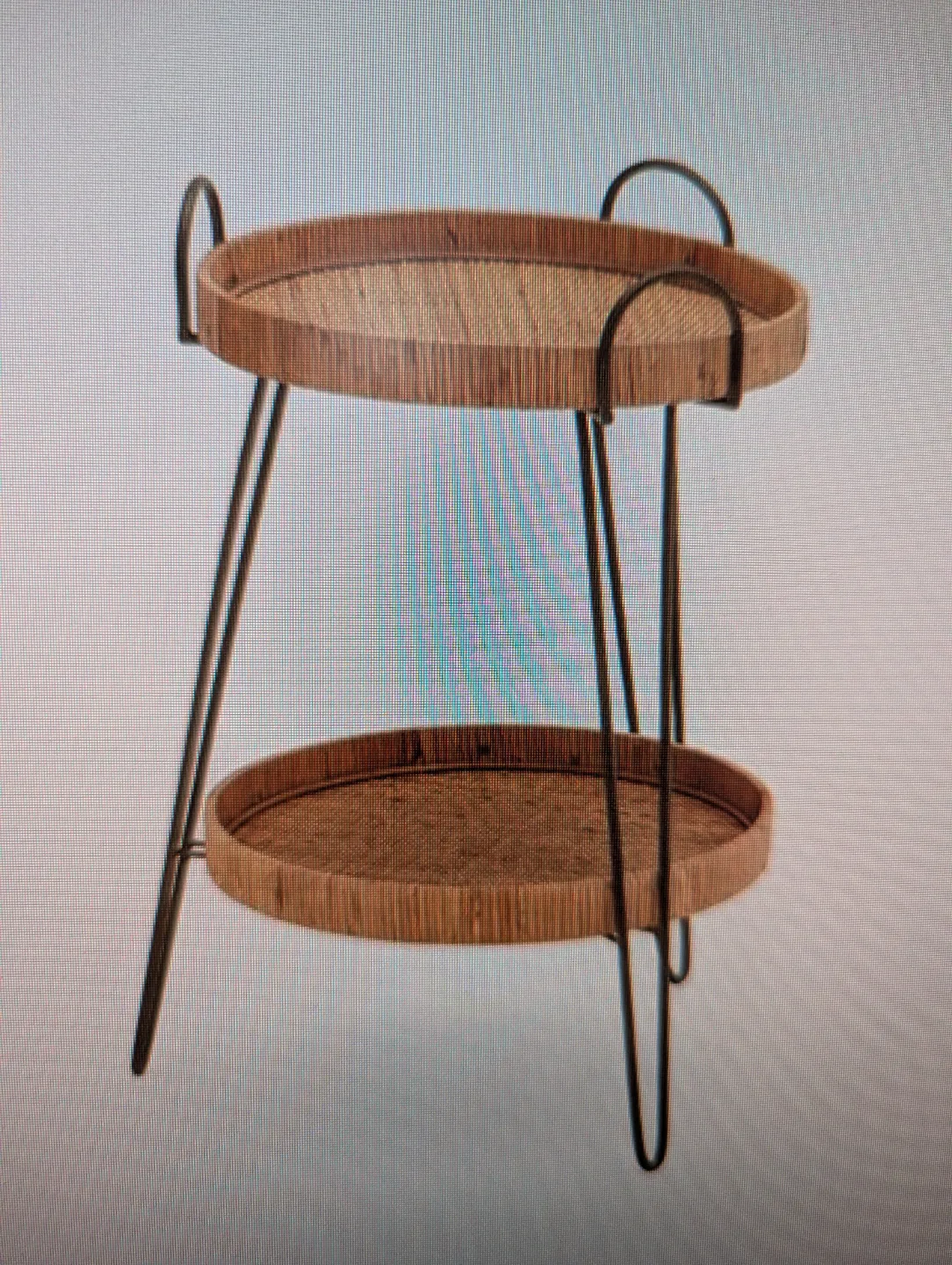 Two-Tiered Rattan Serving/End Table with removable trays thumbnail