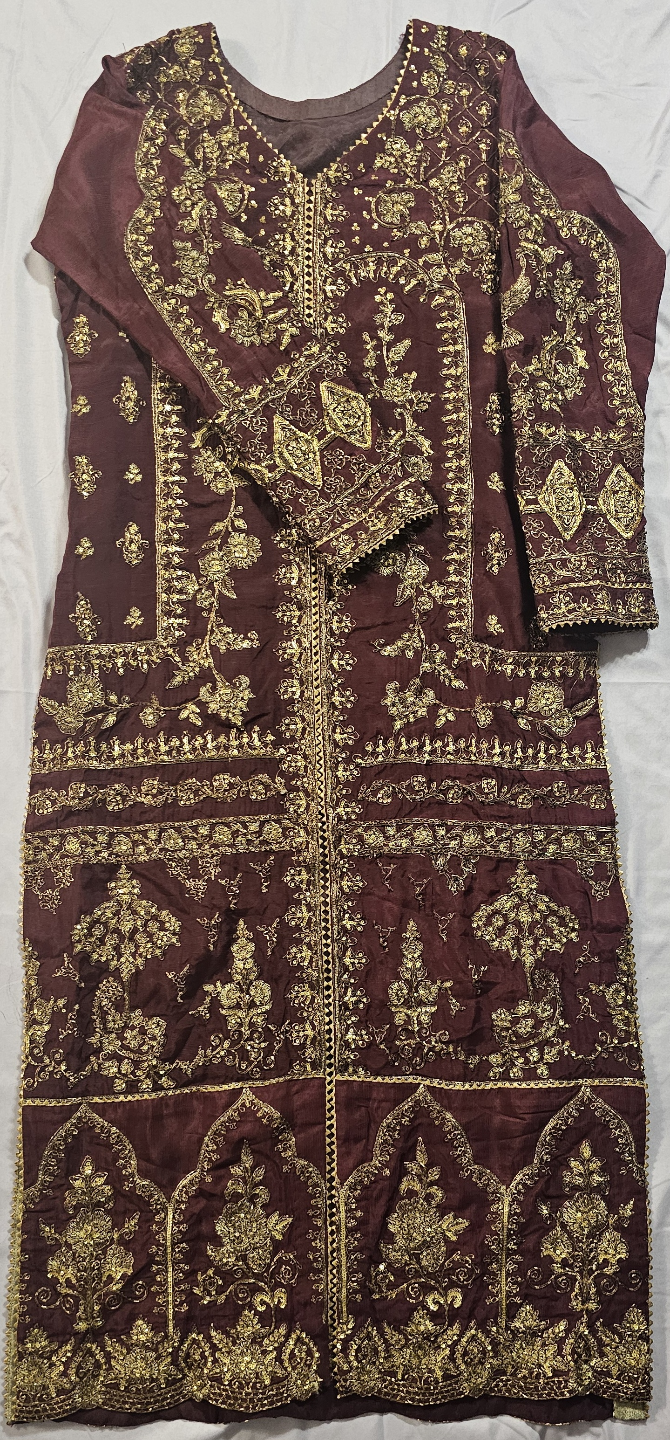 Asim Jofa Maroon Embroidered 3-Piece Suit - photo 4