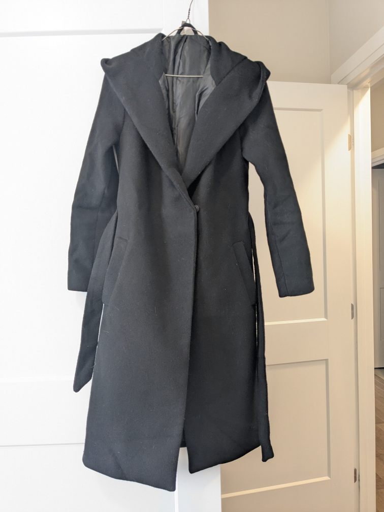 H&M Divided Black Hooded Coat - Size 4
