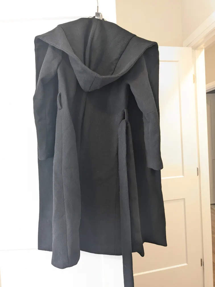 H&M Divided Black Hooded Coat - Size 4 image indicator(3)