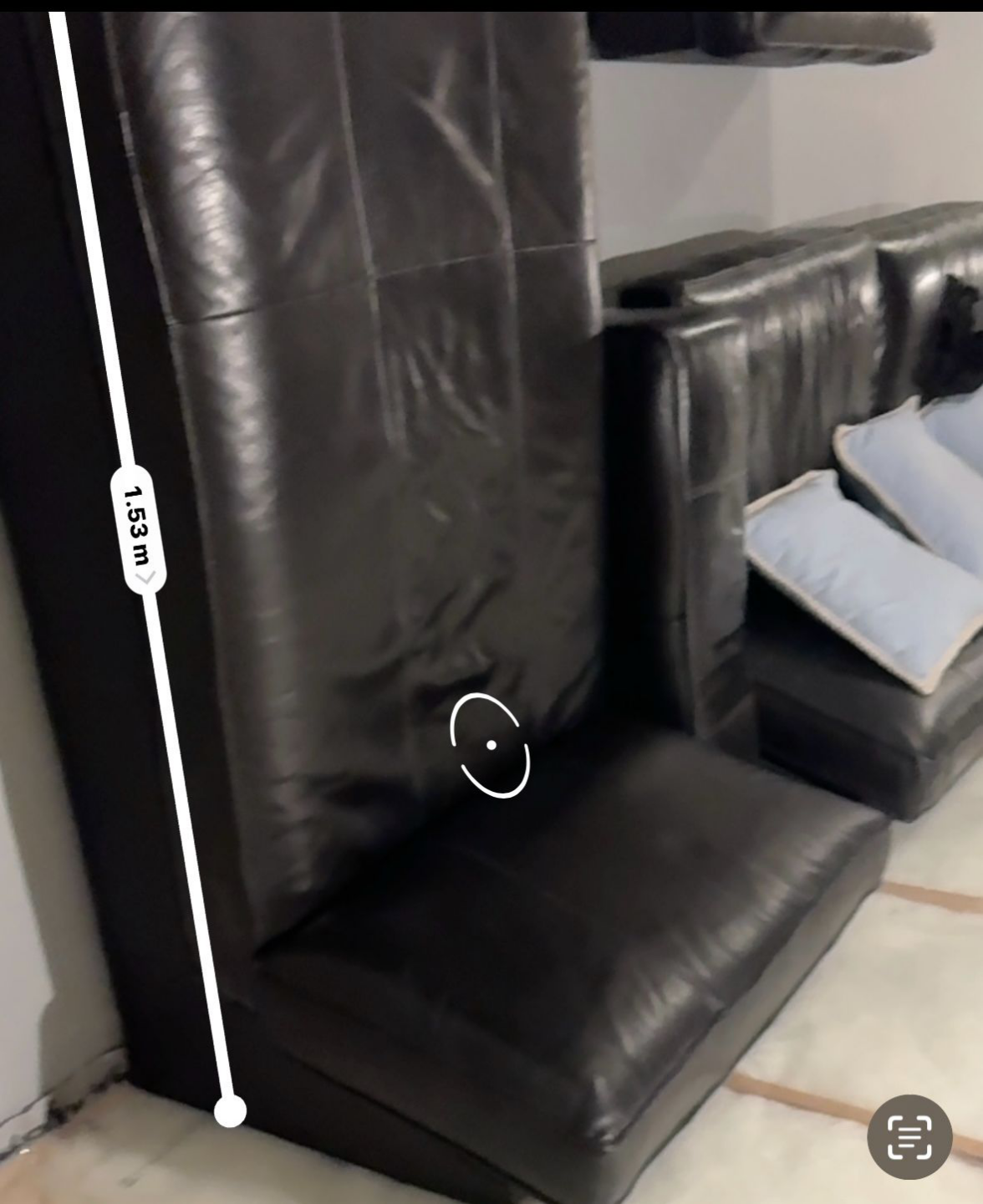 Black Leather Sectional Sofa with Ottoman - photo 5