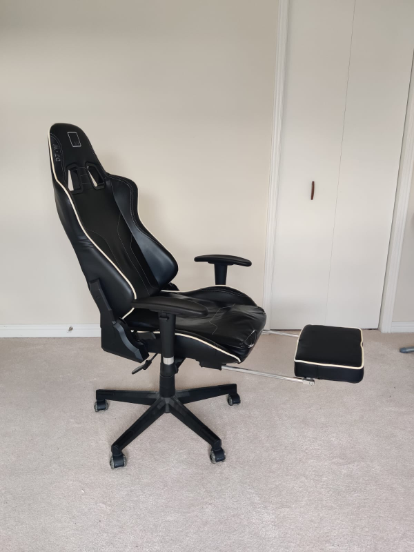 Gaming Chair with Footrest - Black and Beige - photo 2