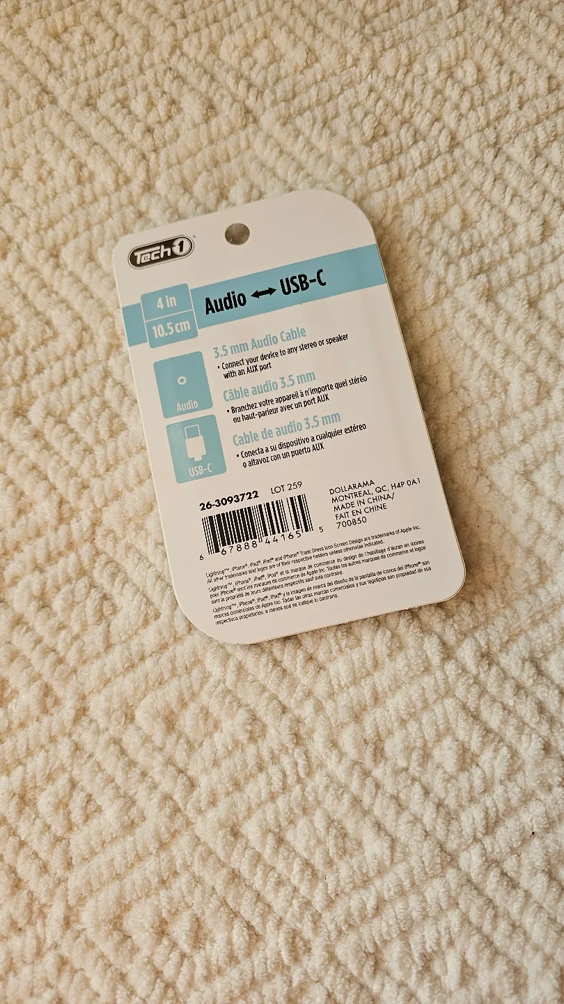 💚 Tech-1 3.5 mm Audio to USB-C Adapter Cable image indicator(2)